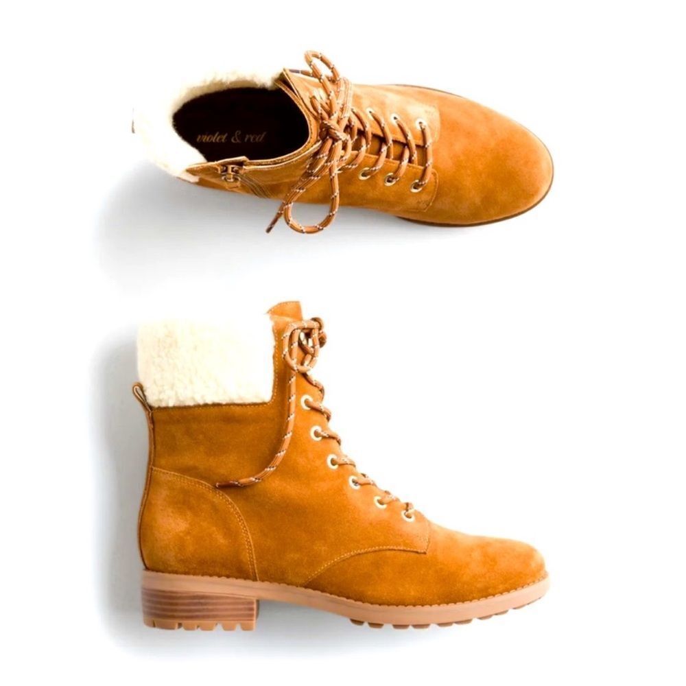 Violet & Red Samara Hiker Suede‎ Bootie Tan 6.5 Stitch Fix NWT in packaging